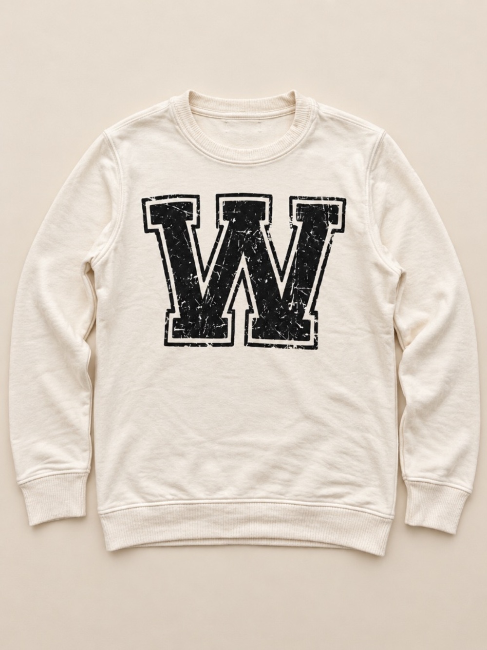Zara Women’s Varsity W Graphic Sweatshirt Cream Black Size S